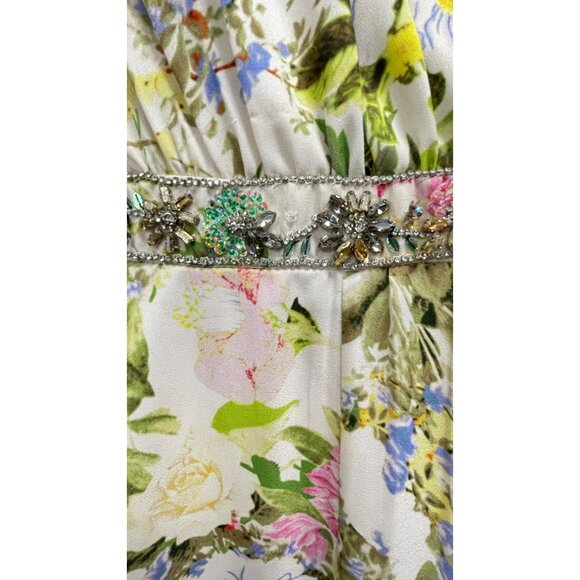 Mac Duggal Floral Beaded Flutter Sleeve Formal Gown Long Maxi Dress NWT Size 4 - Picture 7 of 8